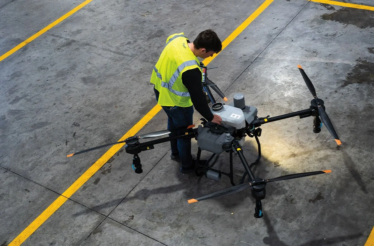 HSG drone division operating above a building